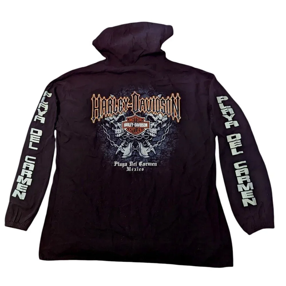 Harley-Davidson Jacket Hoodie Playa Del Carmen Motorcycle‎ Pockets Unisex LG